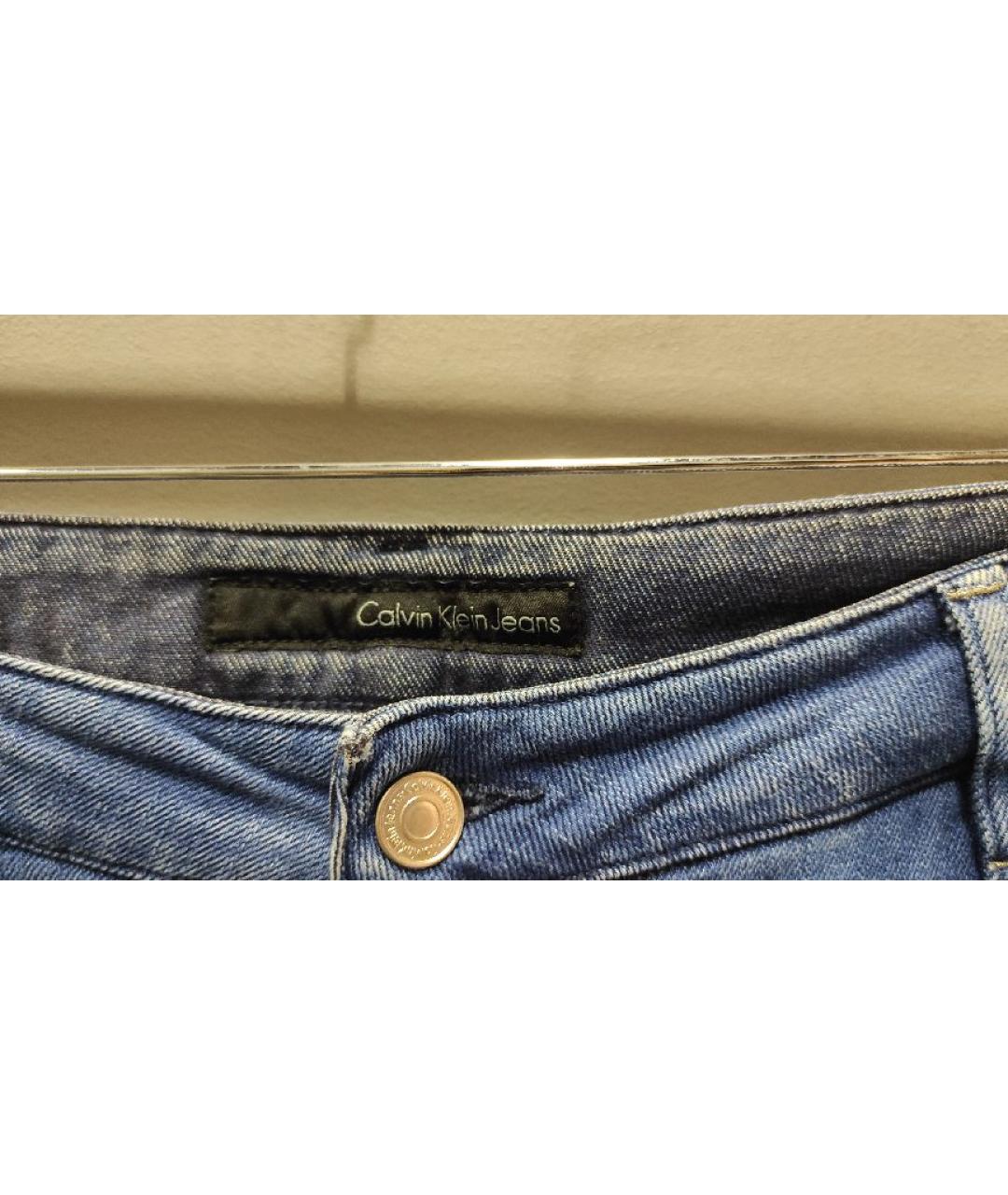 CALVIN KLEIN Синие хлопко-эластановые джинсы слим, фото 3