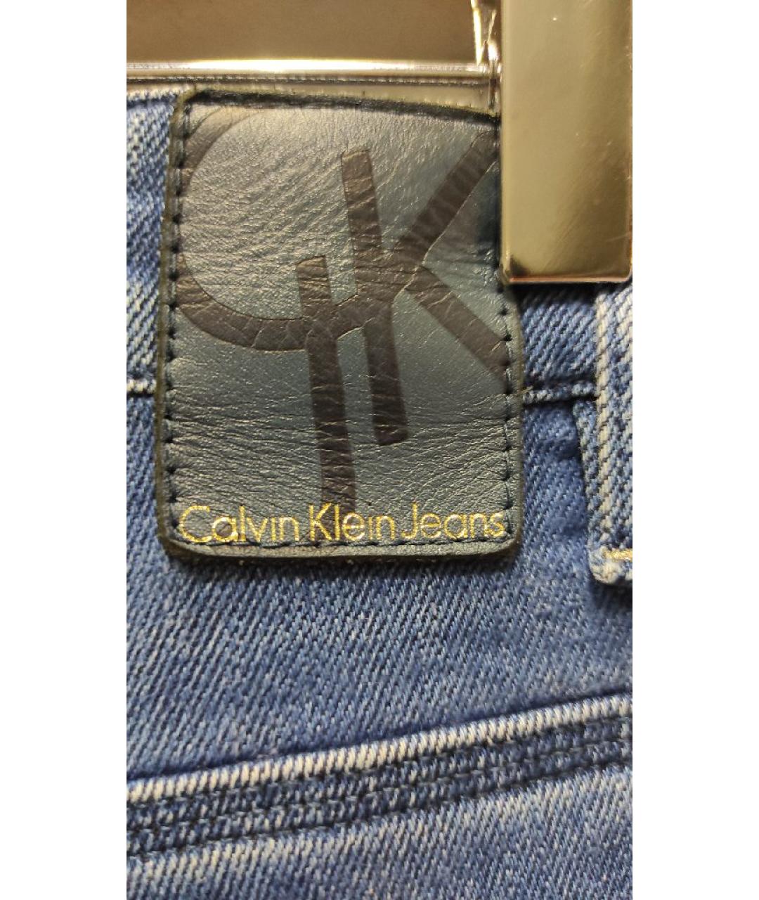 CALVIN KLEIN Синие хлопко-эластановые джинсы слим, фото 2