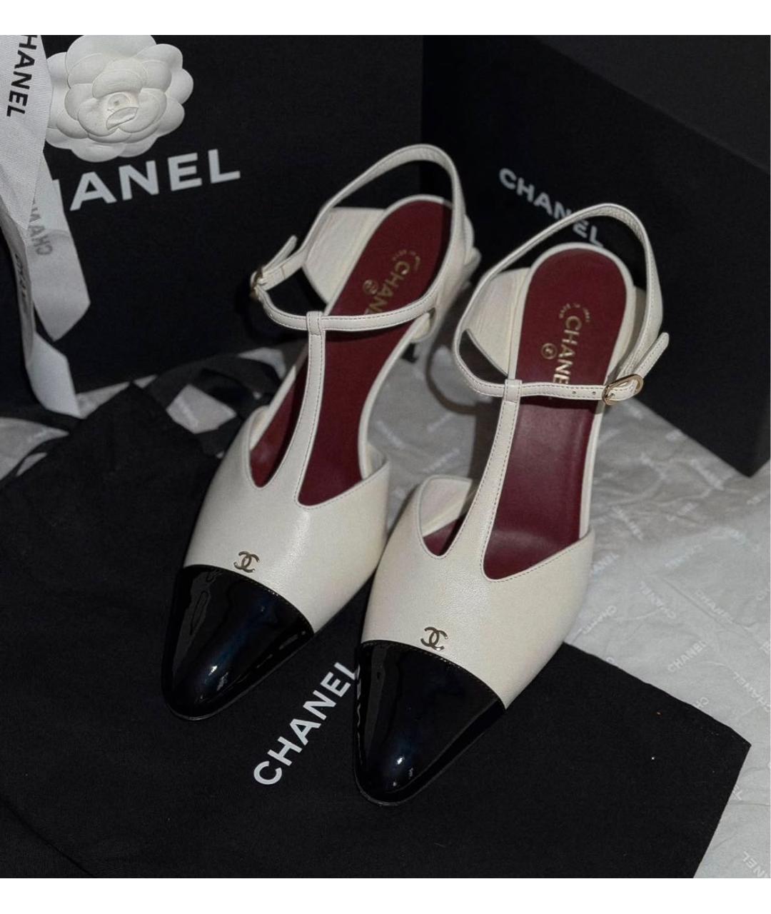 CHANEL Белые кожаные туфли, фото 4