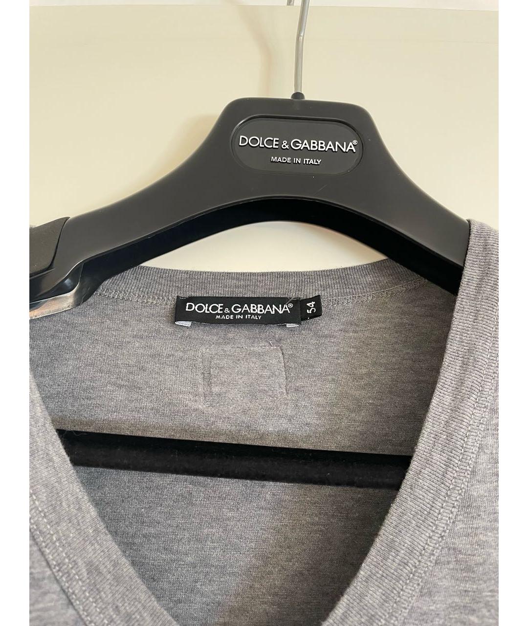 DOLCE&GABBANA Серая хлопковая футболка, фото 4
