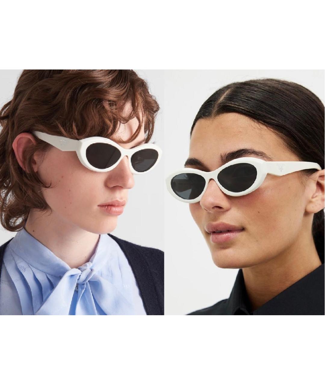 PRADA Белые пластиковые солнцезащитные очки, фото 6
