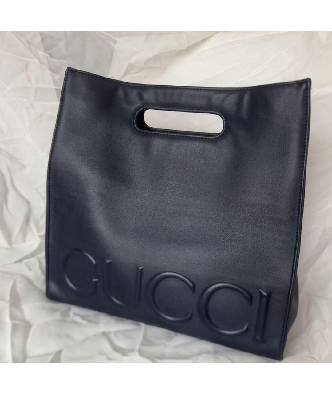 GUCCI Черная кожаная сумка тоут, фото 6