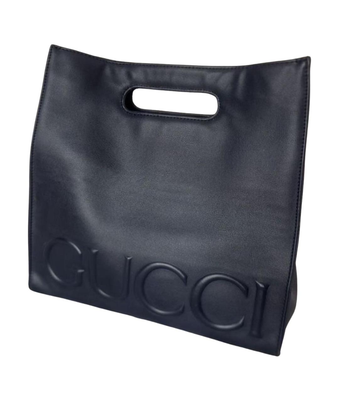 GUCCI Черная кожаная сумка тоут, фото 1