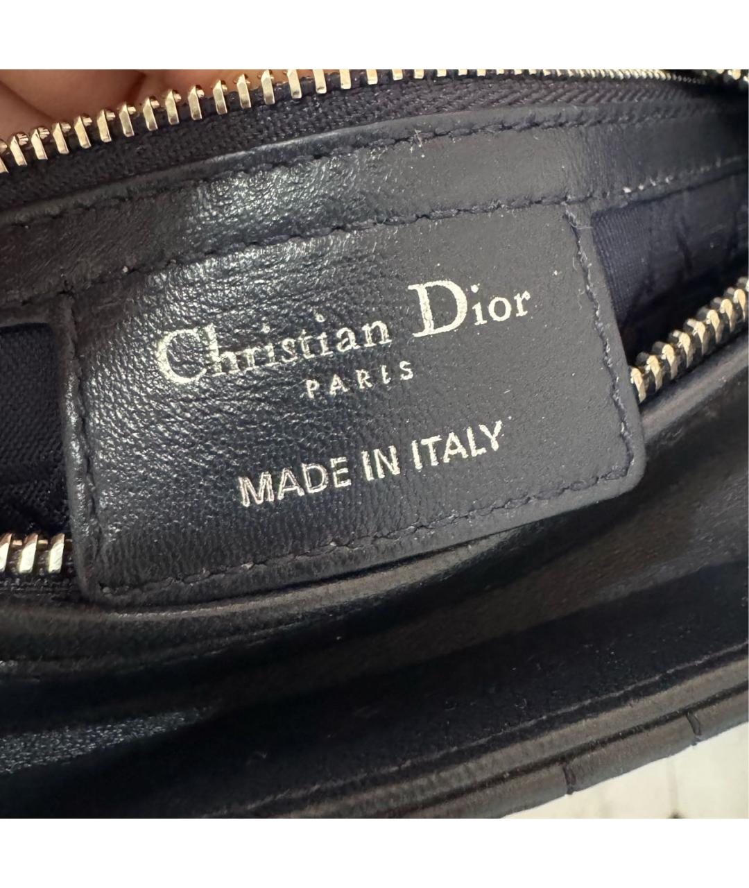 CHRISTIAN DIOR Темно-синяя кожаная сумка с короткими ручками, фото 3