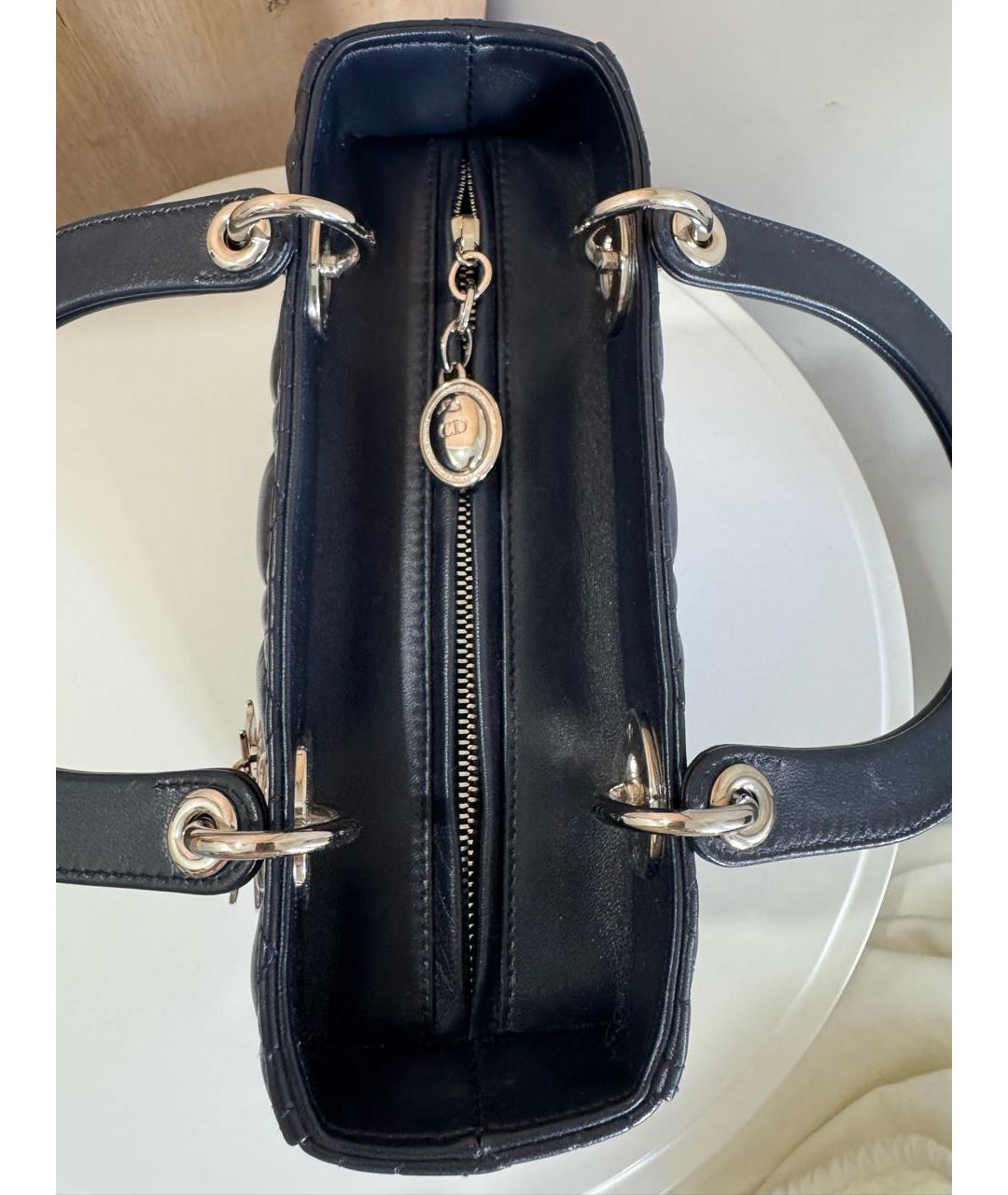 CHRISTIAN DIOR Темно-синяя кожаная сумка с короткими ручками, фото 6