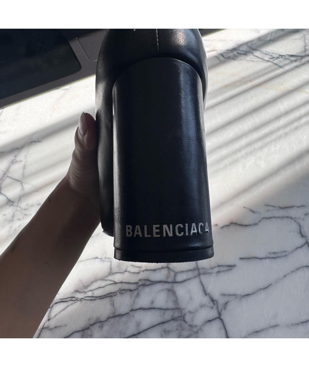 BALENCIAGA Черные кожаные ботильоны, фото 4