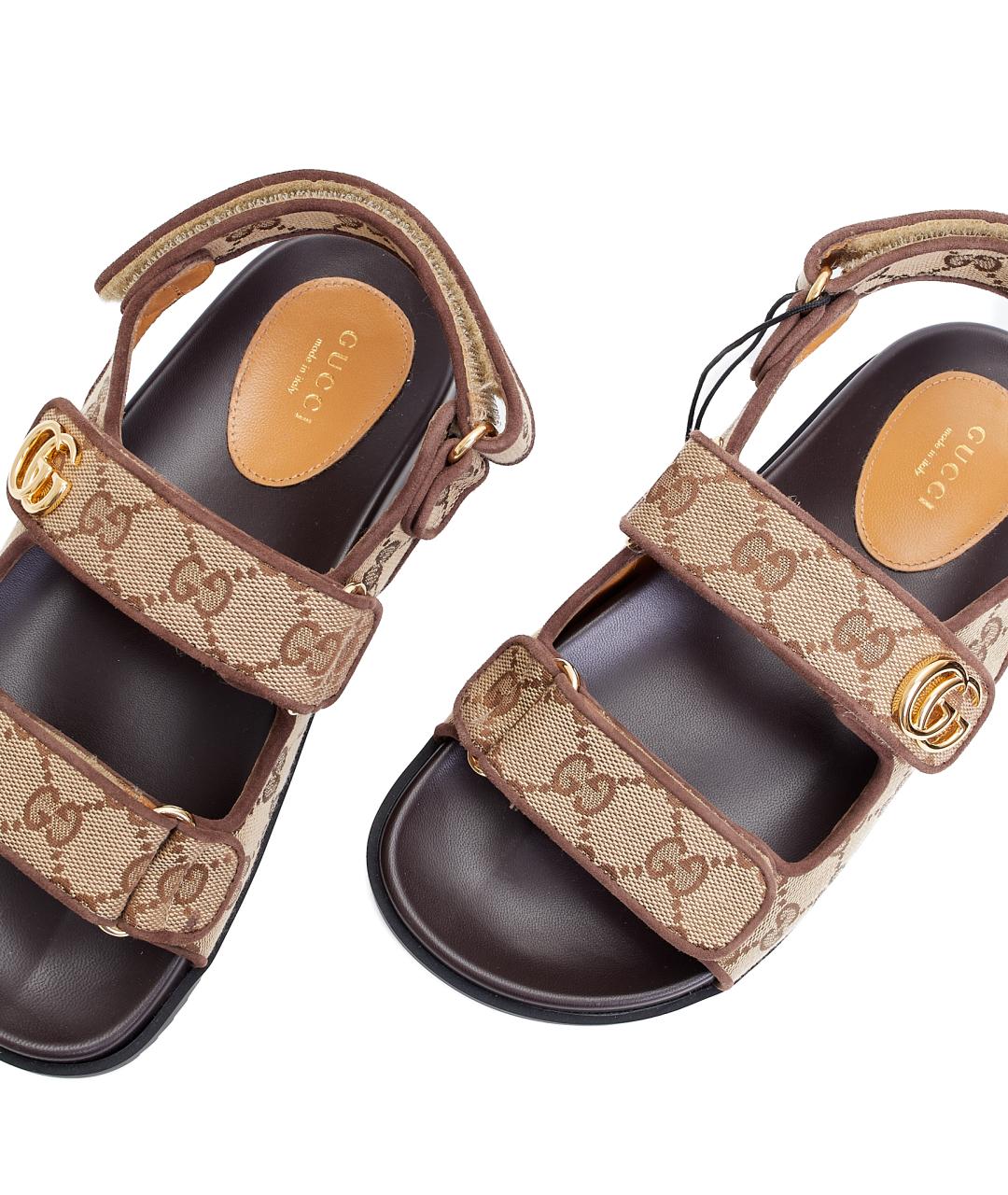GUCCI Бежевые текстильные сандалии, фото 3