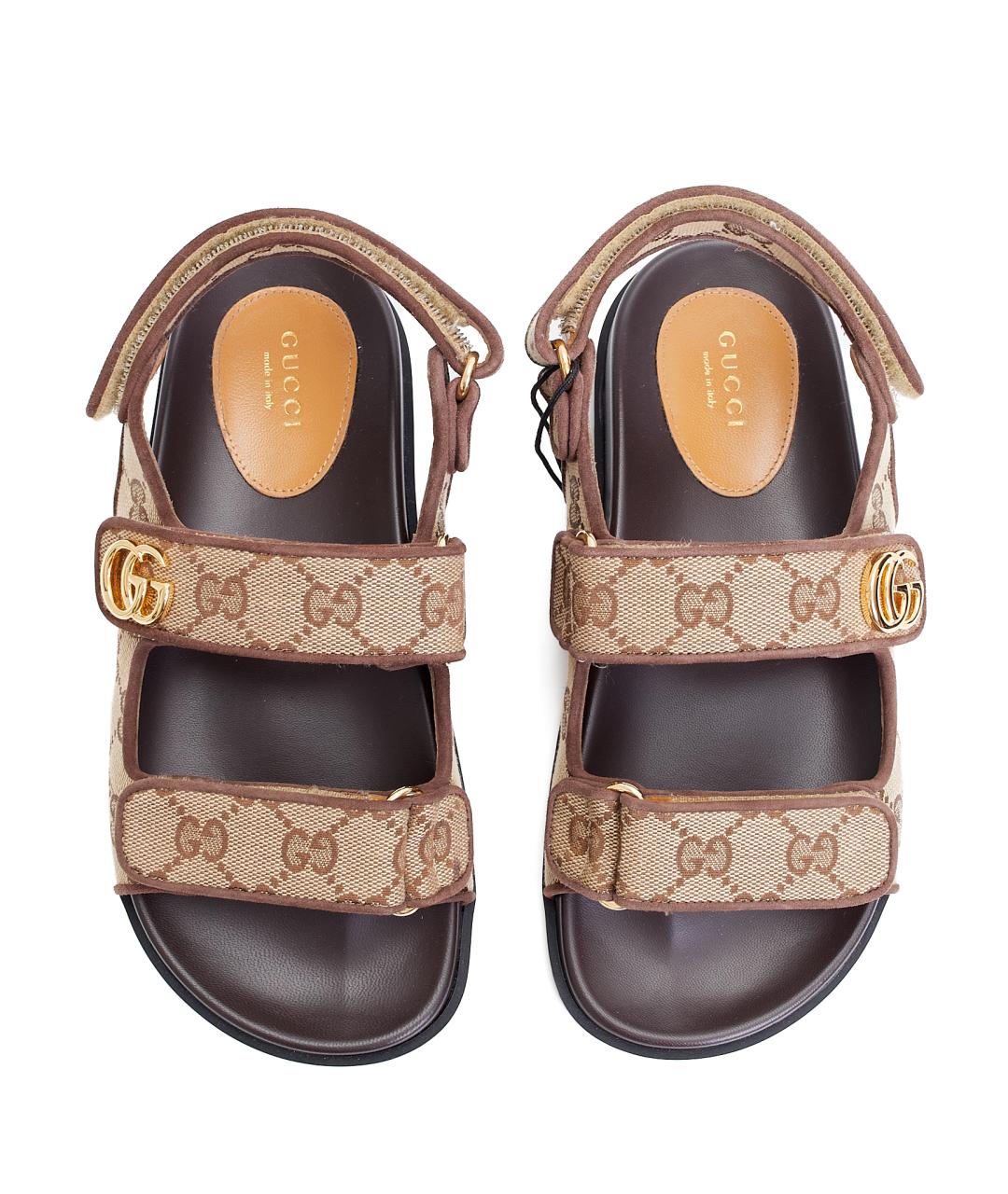 GUCCI Бежевые текстильные сандалии, фото 4