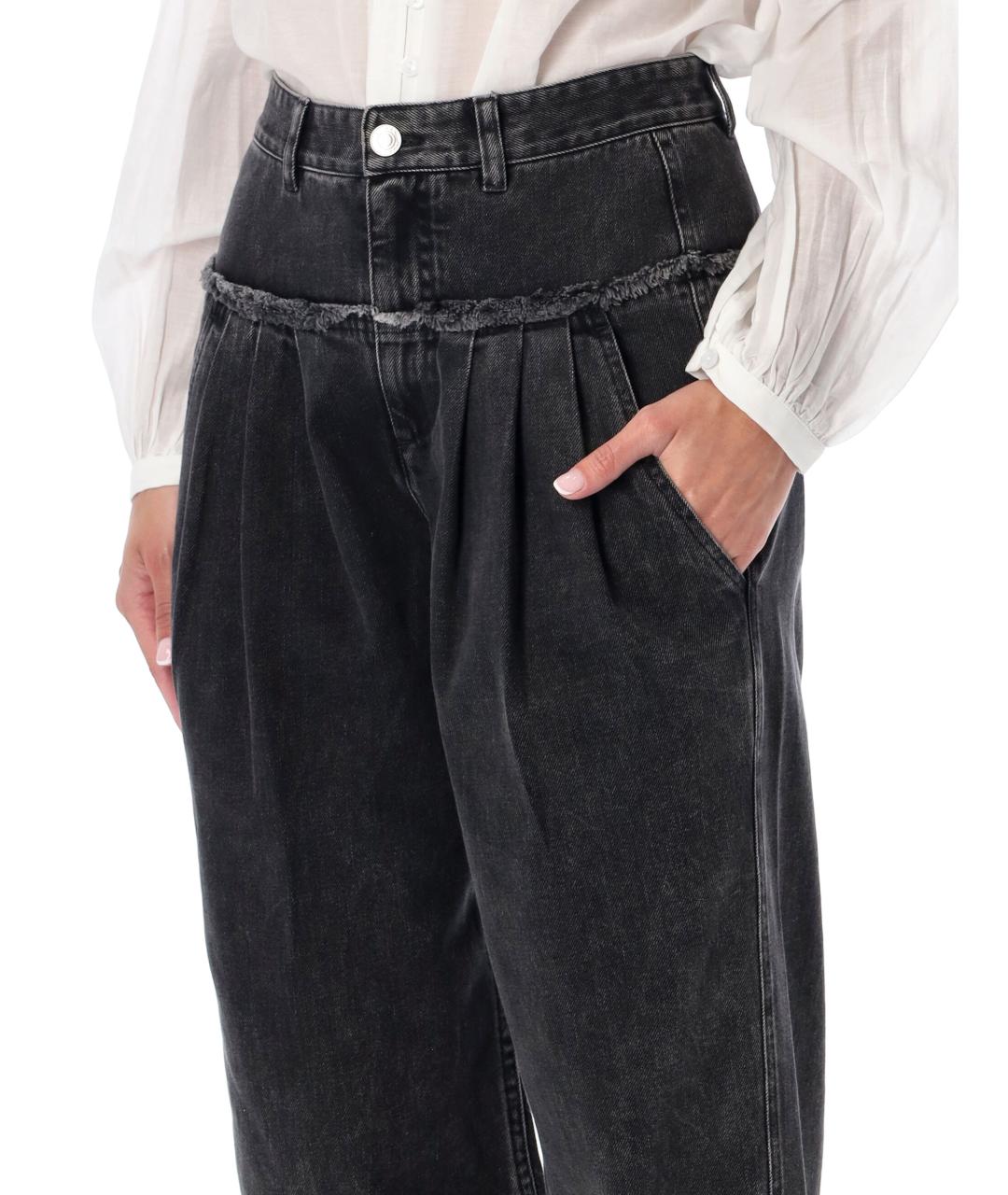ISABEL MARANT ETOILE Черные хлопковые прямые джинсы, фото 3