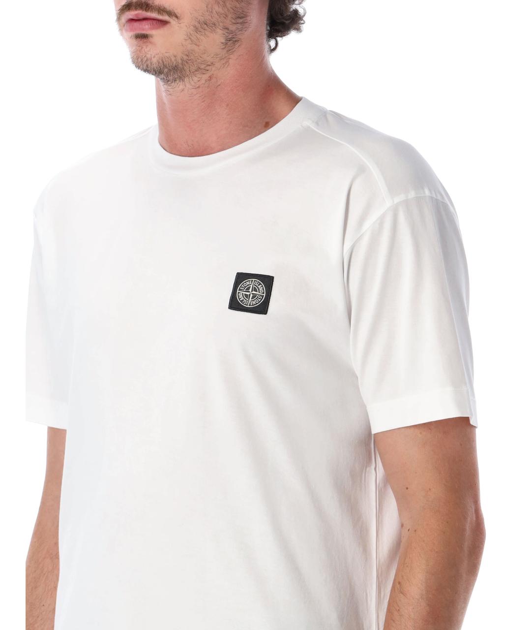 STONE ISLAND Белая хлопковая футболка, фото 3