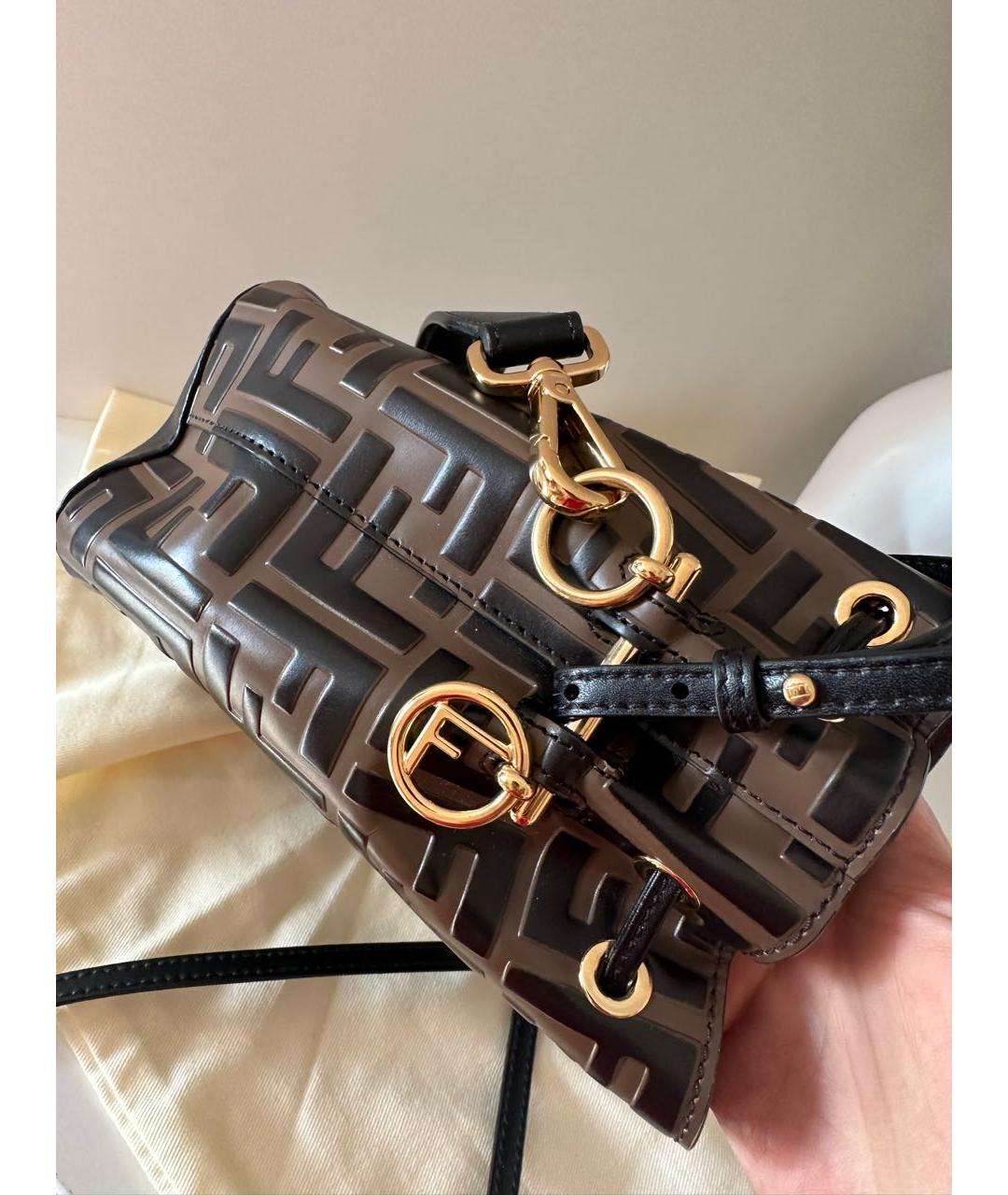 FENDI Коричневая кожаная сумка через плечо, фото 8