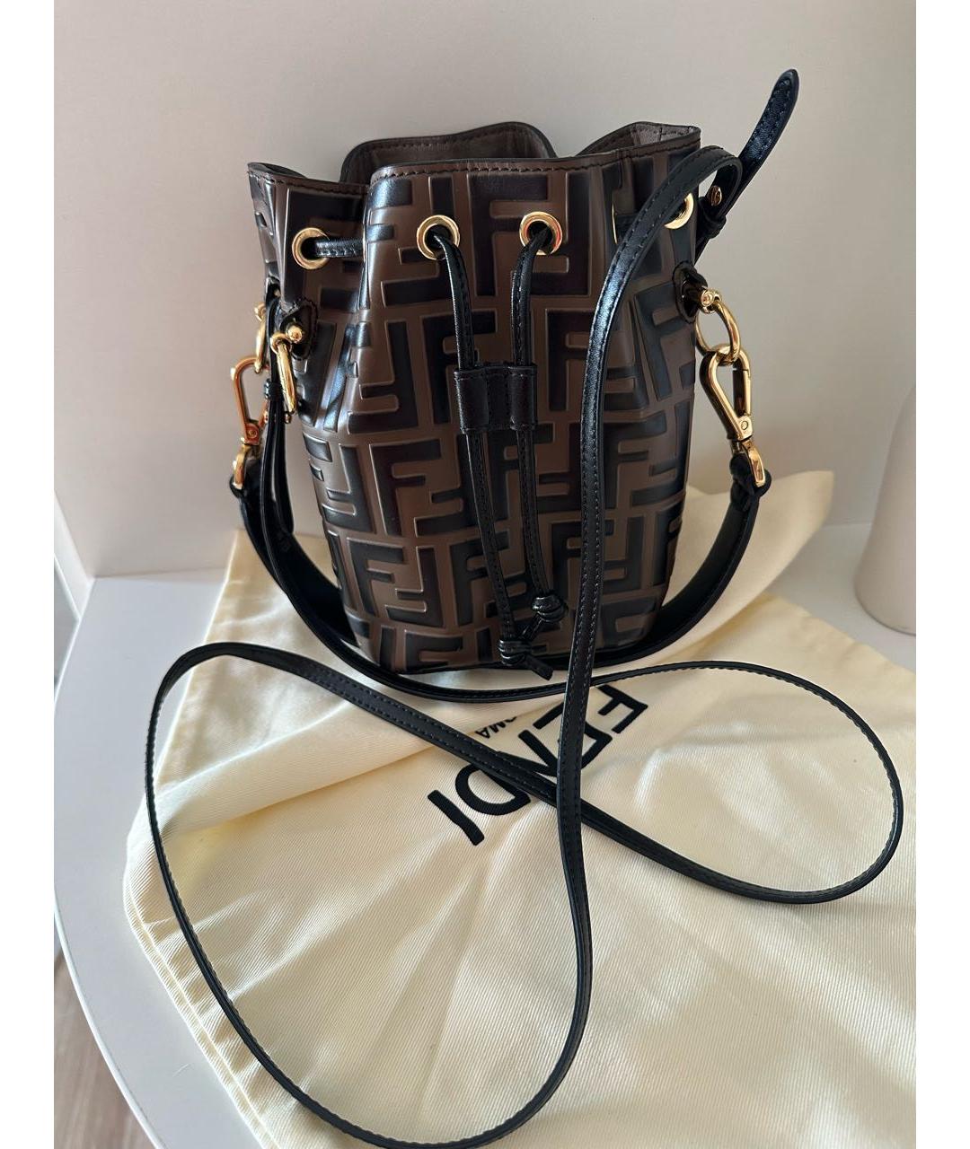 FENDI Коричневая кожаная сумка через плечо, фото 2