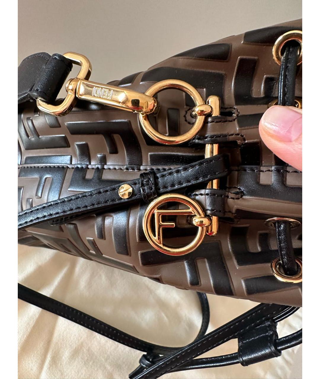 FENDI Коричневая кожаная сумка через плечо, фото 3