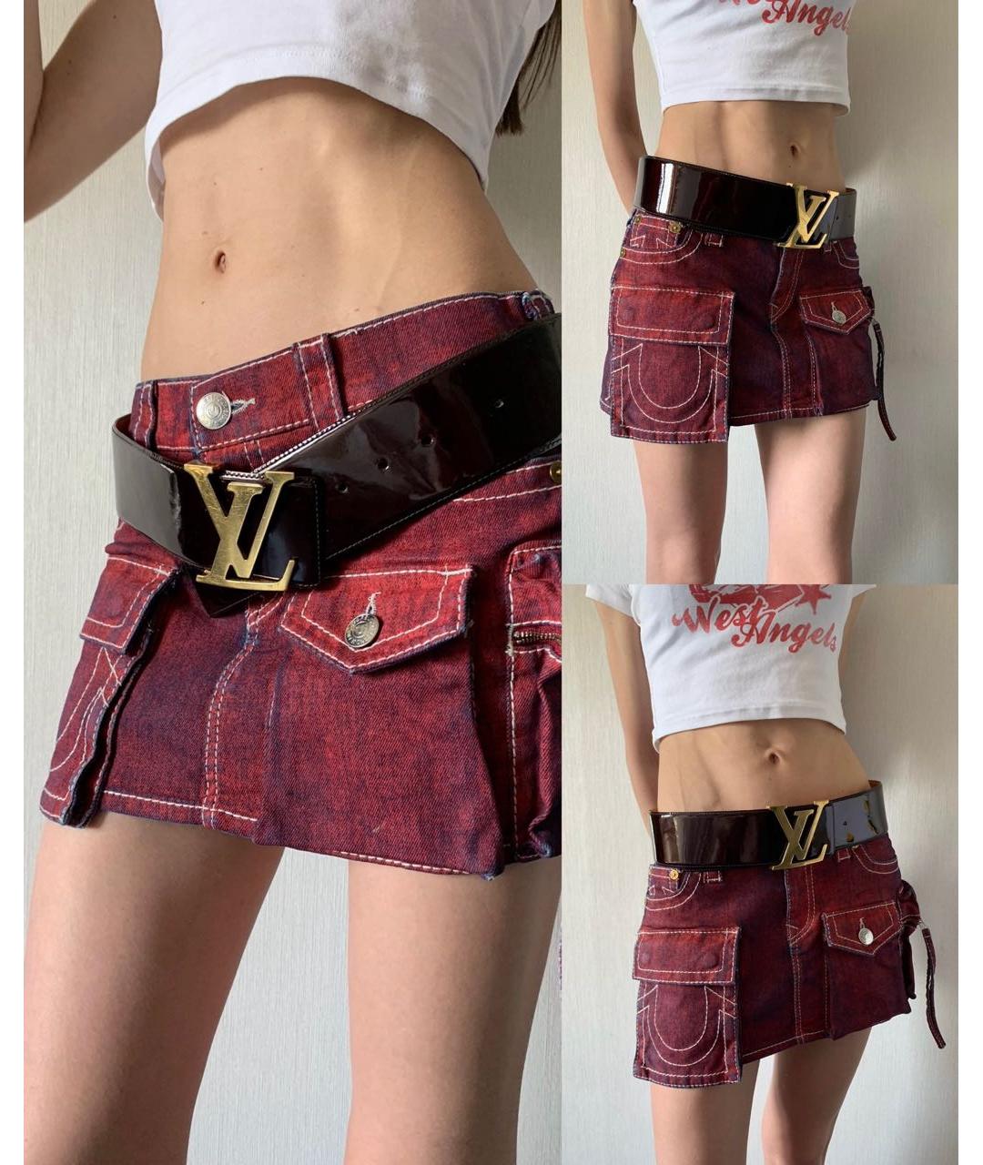 LOUIS VUITTON Бордовый ремень из лакированной кожи, фото 4