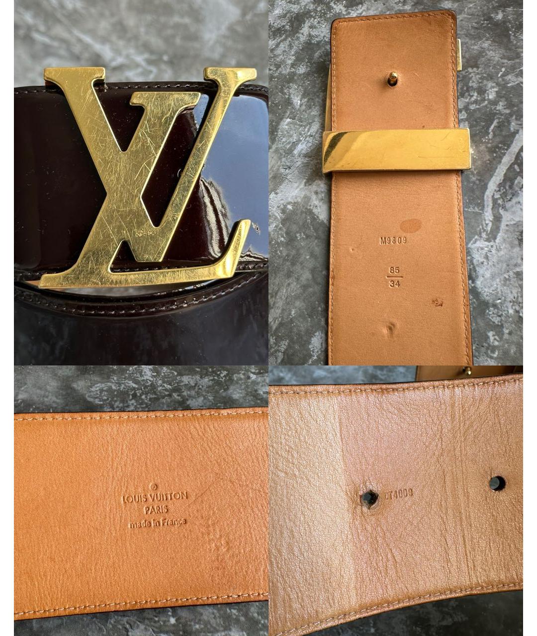 LOUIS VUITTON Бордовый ремень из лакированной кожи, фото 7