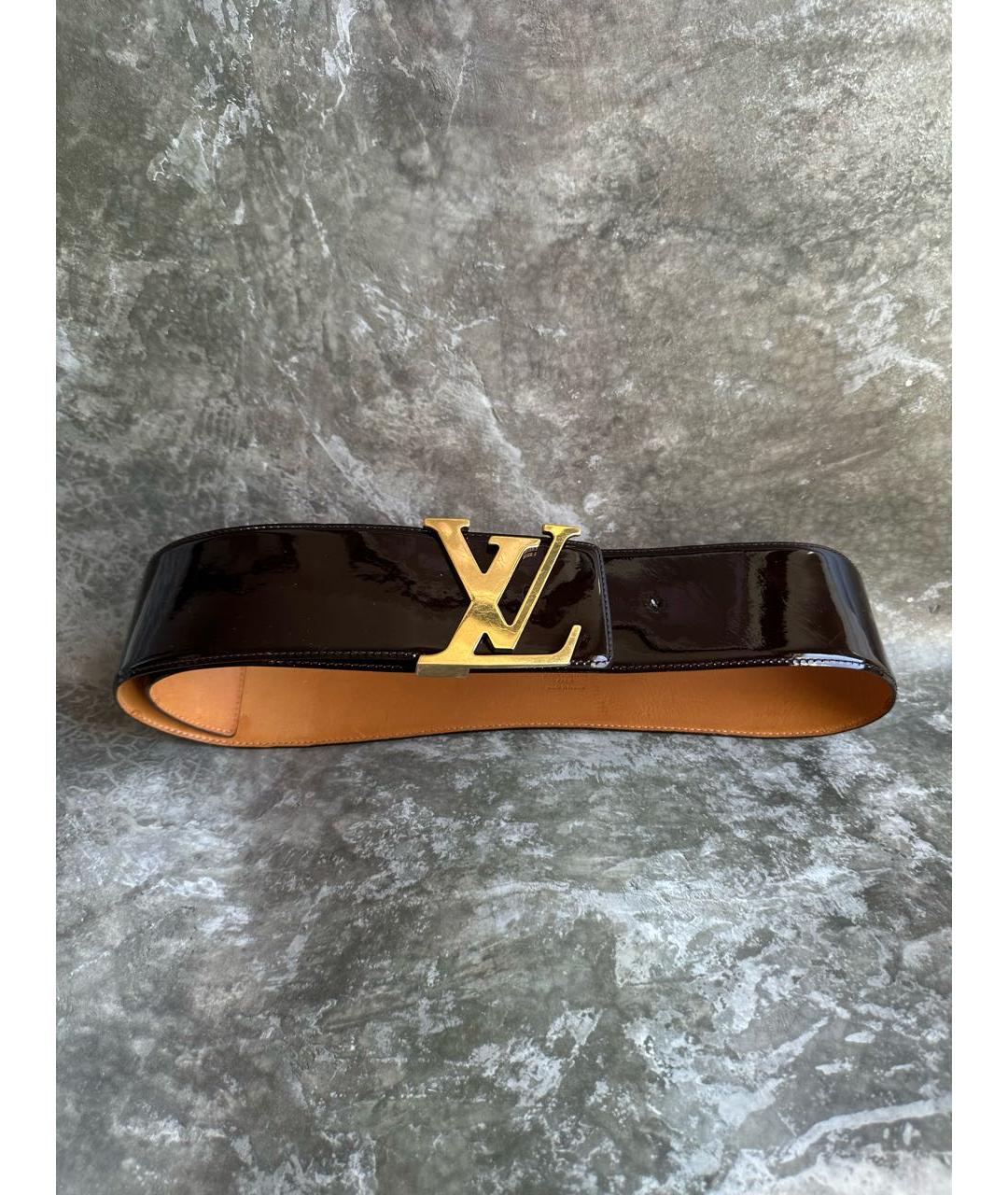 LOUIS VUITTON Бордовый ремень из лакированной кожи, фото 5