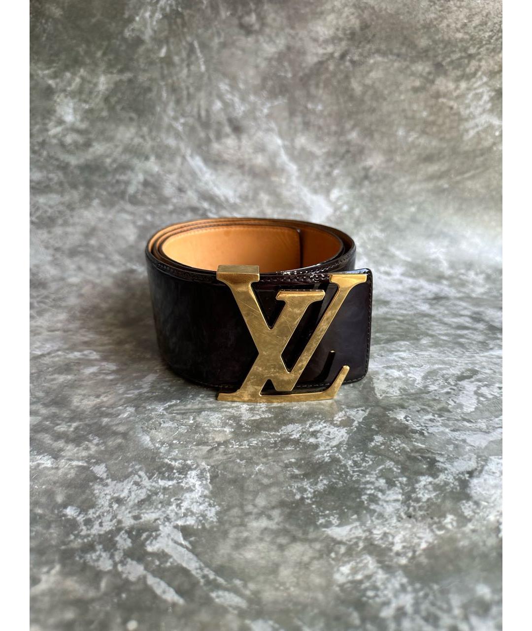 LOUIS VUITTON Бордовый ремень из лакированной кожи, фото 2