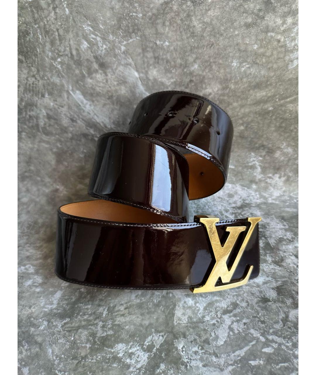 LOUIS VUITTON Бордовый ремень из лакированной кожи, фото 6