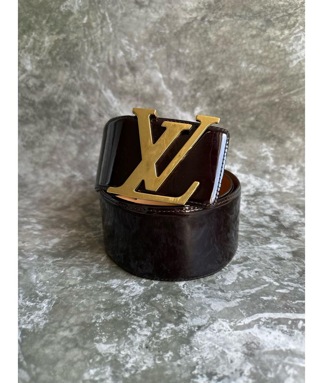 LOUIS VUITTON Бордовый ремень из лакированной кожи, фото 3