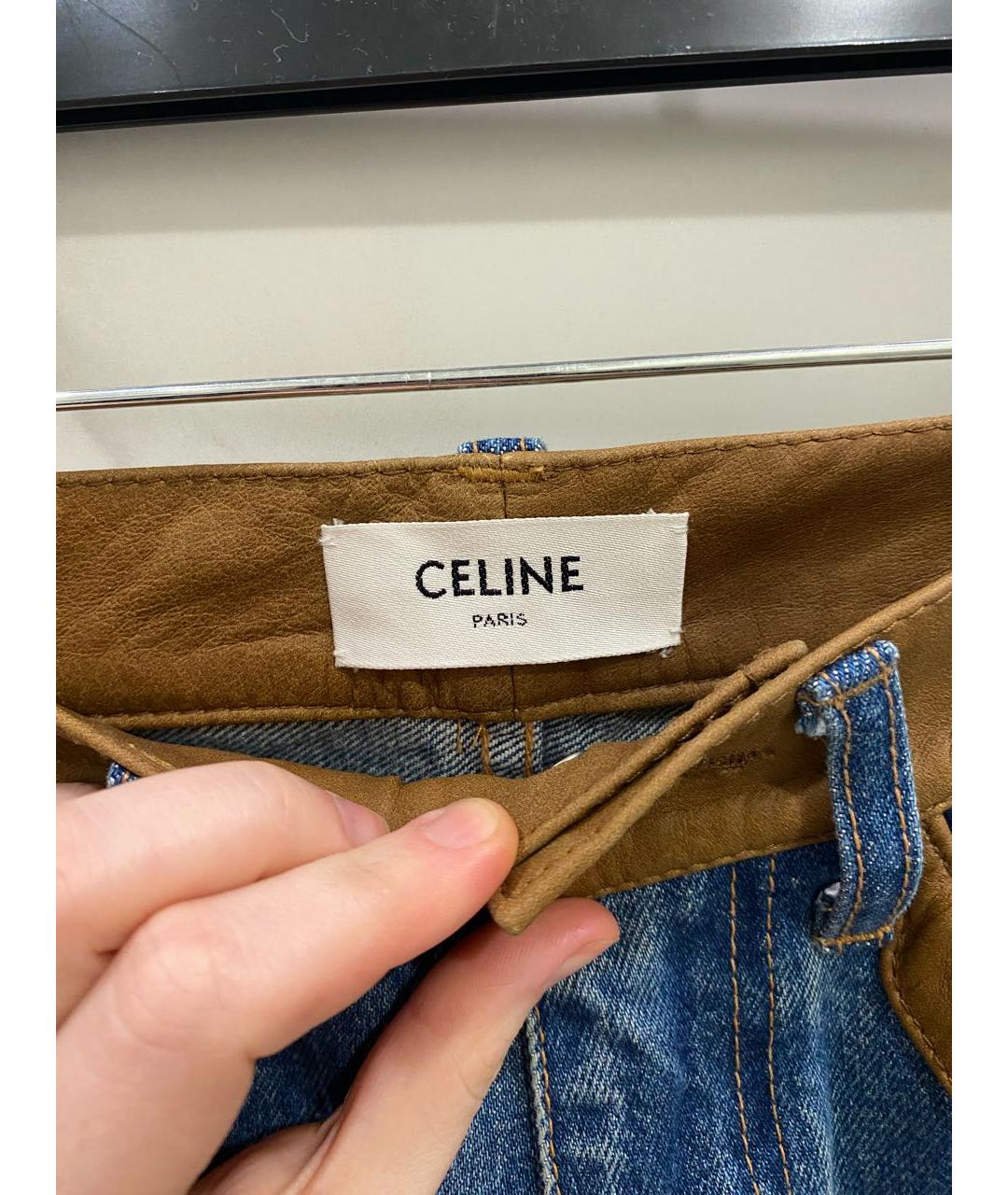 CELINE Синие хлопковые прямые джинсы, фото 3