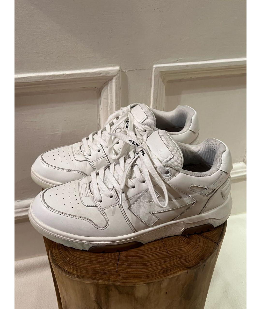 OFF-WHITE Белые кожаные низкие кроссовки / кеды, фото 2