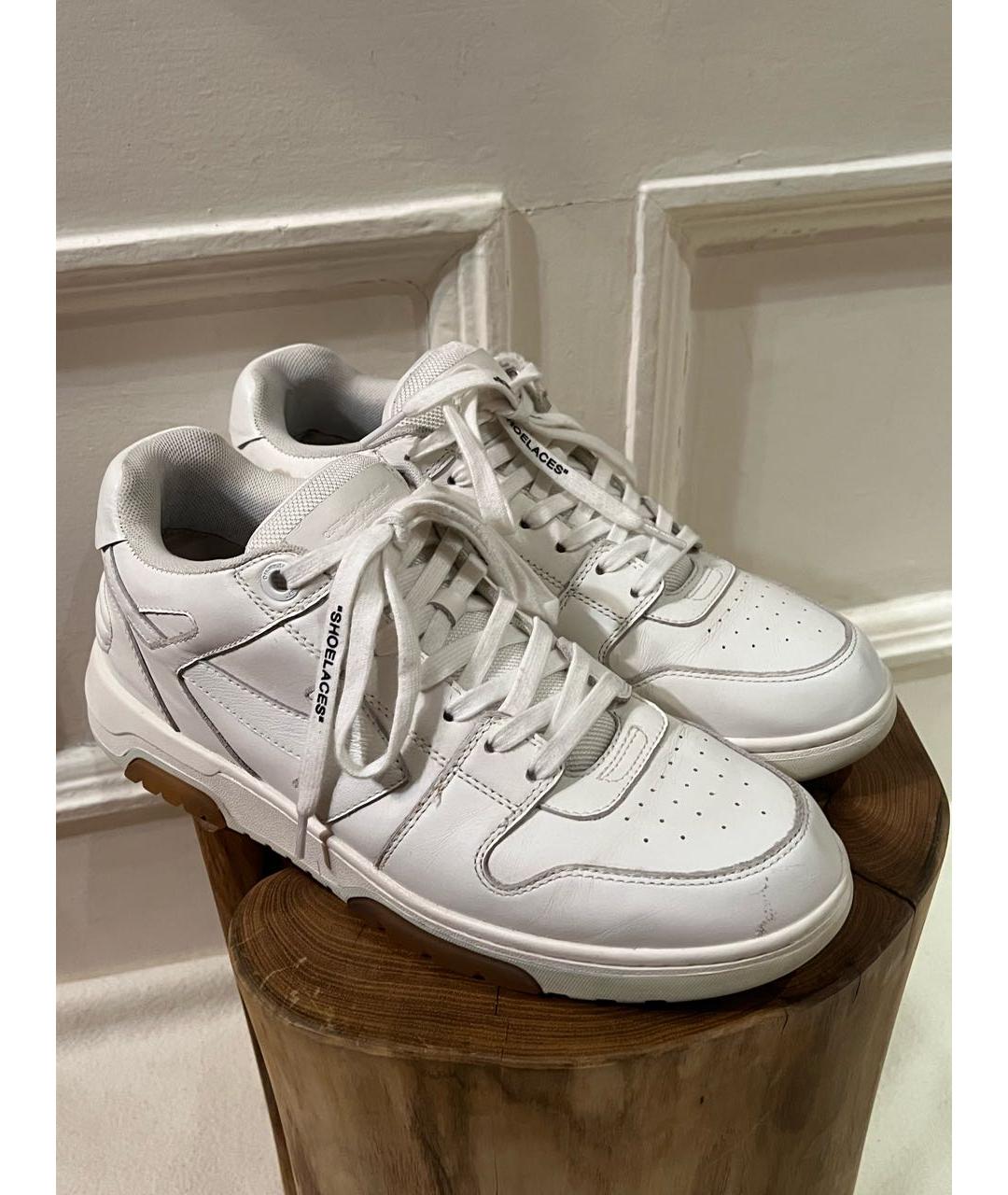 OFF-WHITE Белые кожаные низкие кроссовки / кеды, фото 6