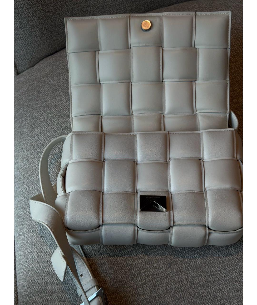 BOTTEGA VENETA Белая кожаная сумка через плечо, фото 7