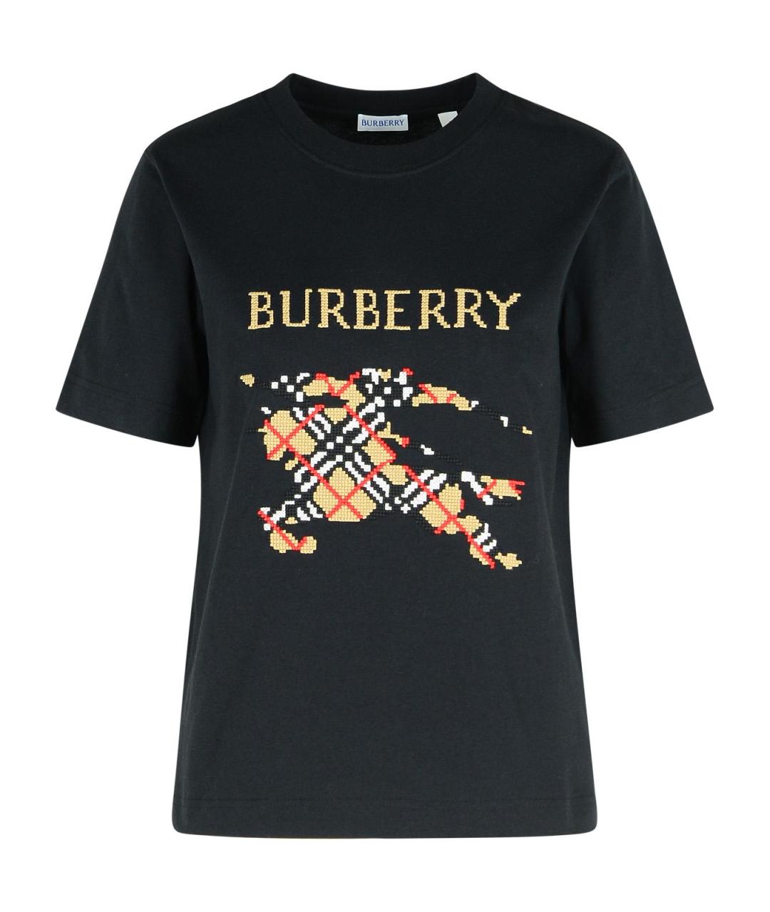 BURBERRY Черная хлопковая футболка, фото 1