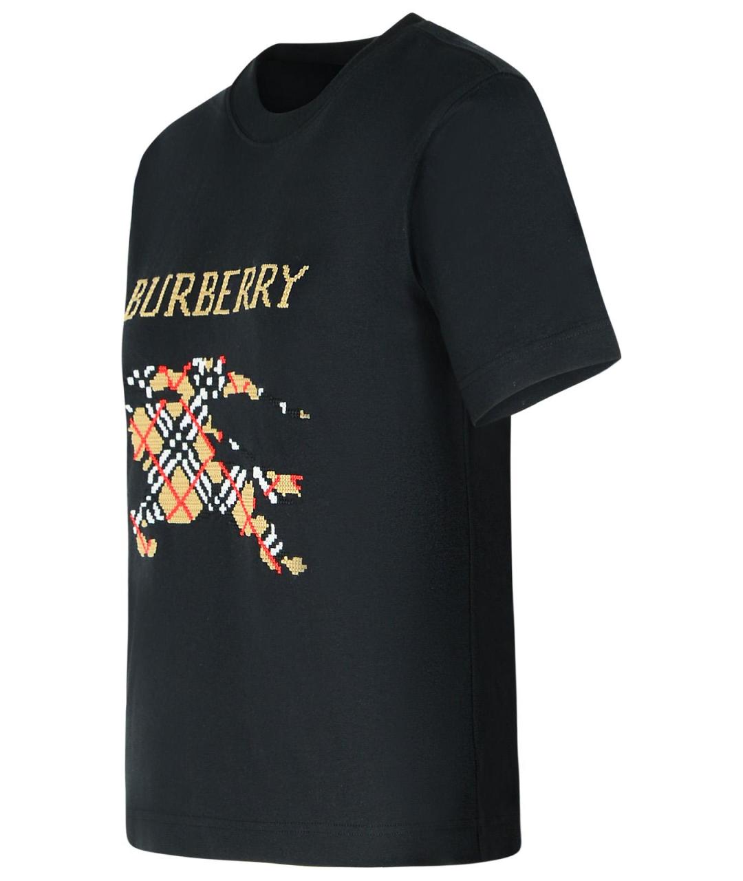 BURBERRY Черная хлопковая футболка, фото 2