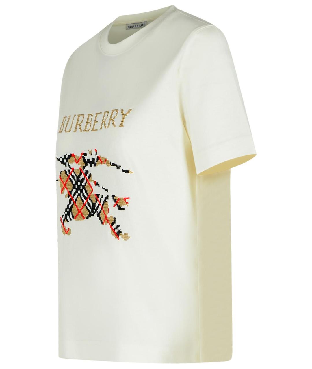 BURBERRY Белая хлопковая футболка, фото 2