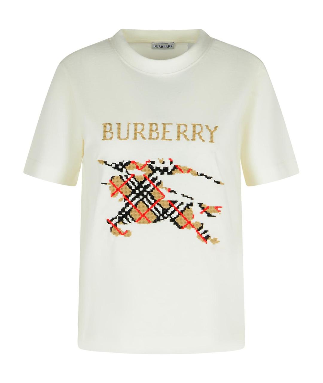 BURBERRY Белая хлопковая футболка, фото 1