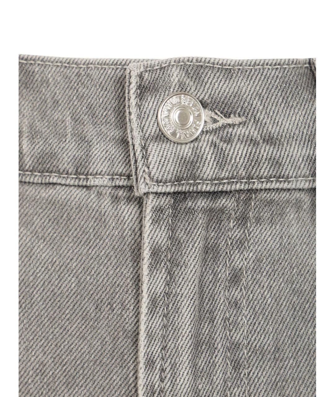 7 FOR ALL MANKIND Серые хлопковые прямые джинсы, фото 4