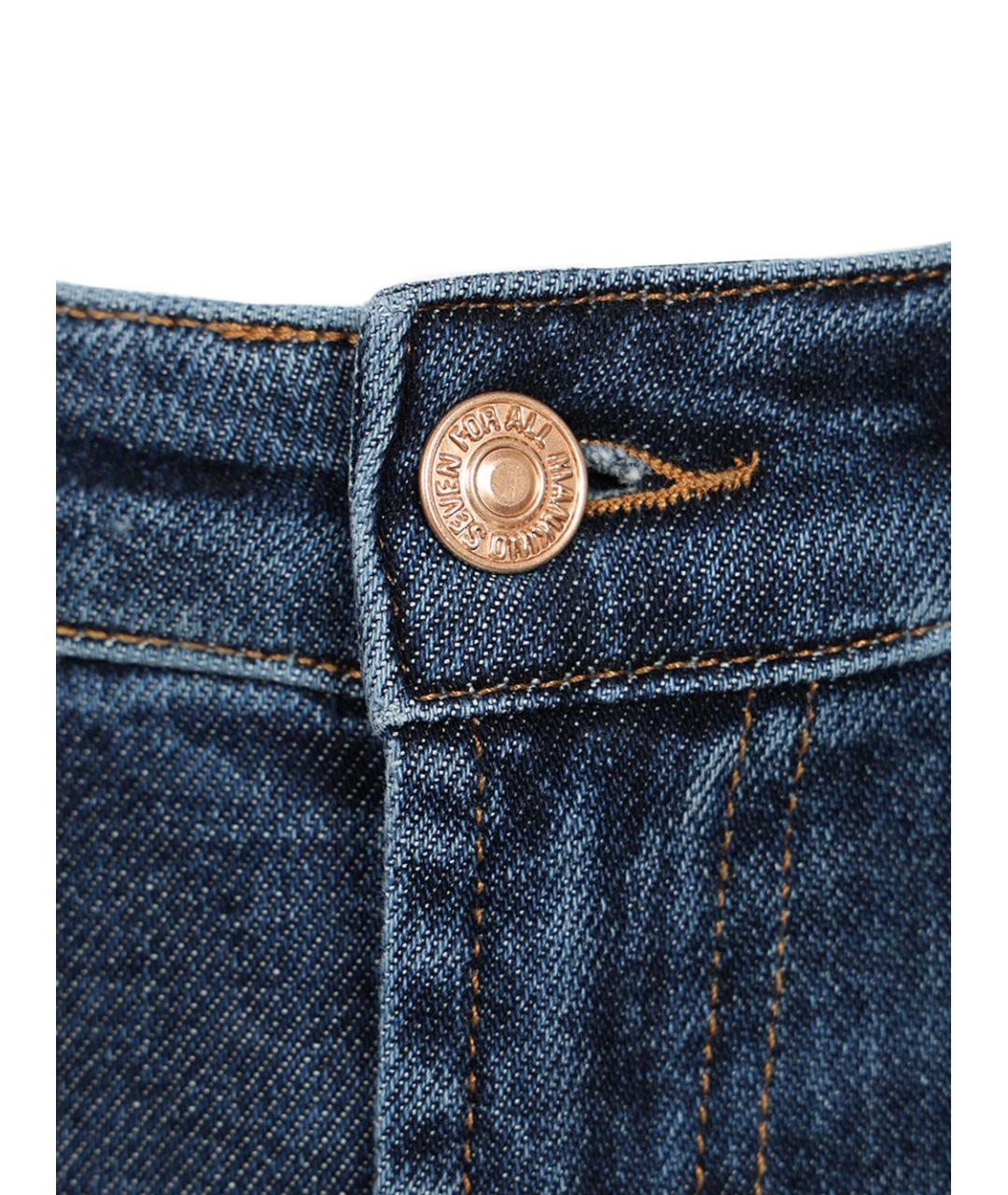 7 FOR ALL MANKIND Синие хлопковые прямые джинсы, фото 4