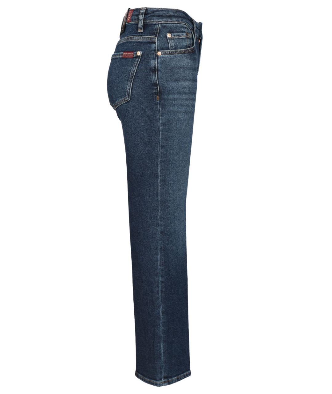 7 FOR ALL MANKIND Синие хлопковые прямые джинсы, фото 3