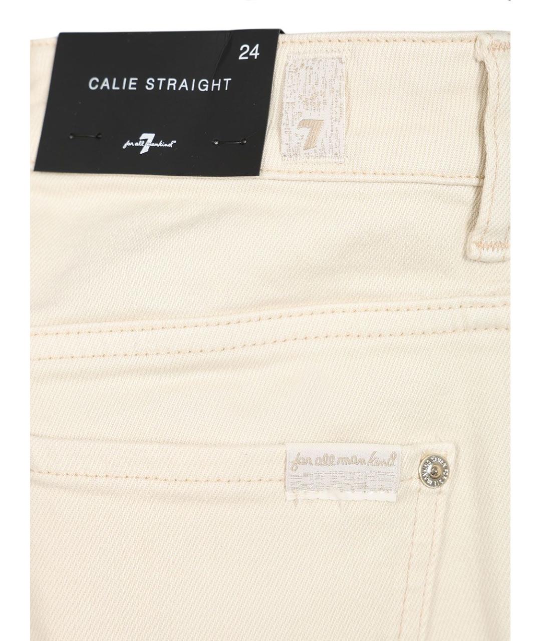 7 FOR ALL MANKIND Белые хлопковые прямые джинсы, фото 4