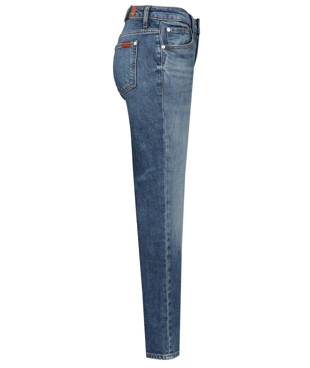 7 FOR ALL MANKIND Синие хлопковые прямые джинсы, фото 3