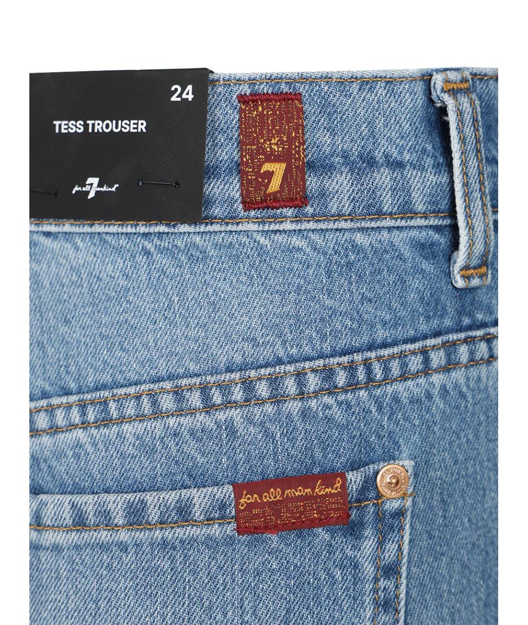 7 FOR ALL MANKIND Синие хлопковые прямые джинсы, фото 5