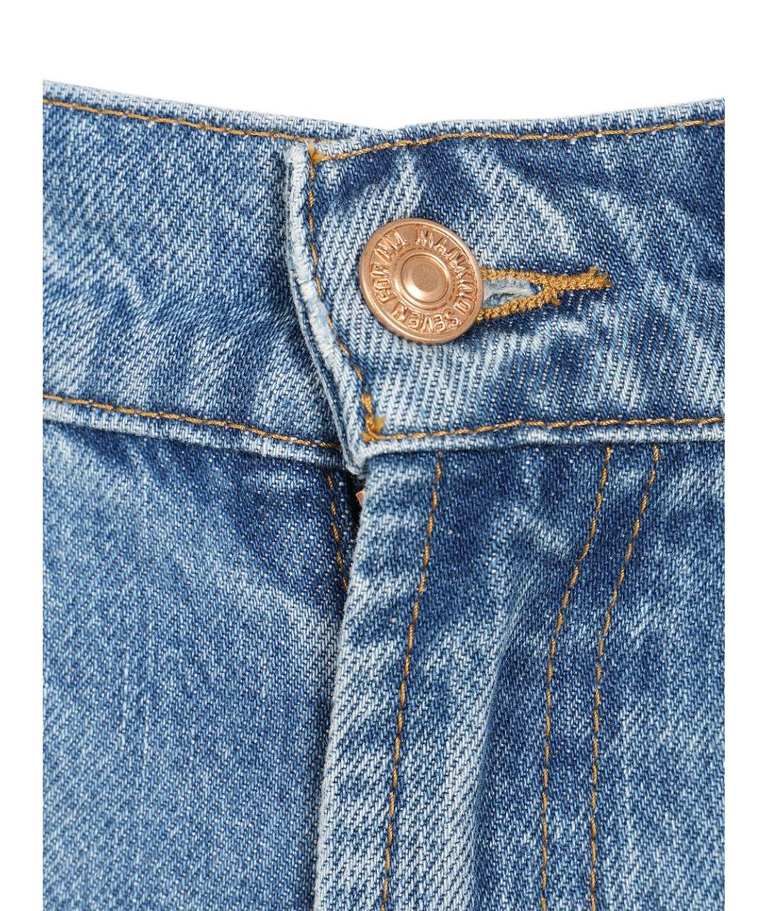 7 FOR ALL MANKIND Синие хлопковые прямые джинсы, фото 4