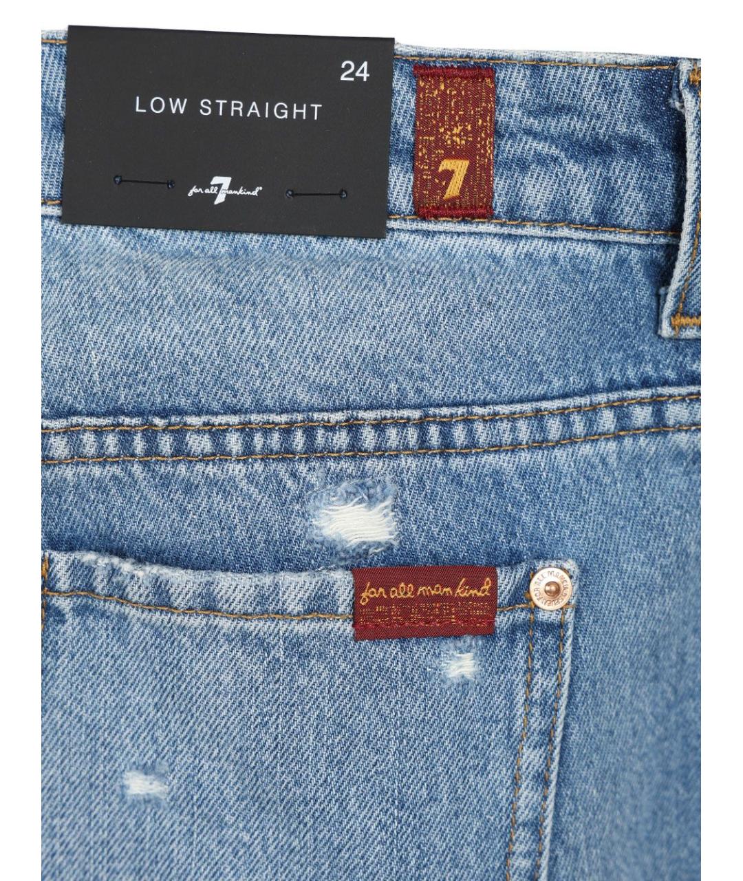 7 FOR ALL MANKIND Синие хлопковые прямые джинсы, фото 4