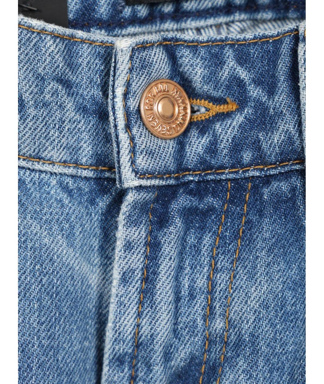 7 FOR ALL MANKIND Синие хлопковые прямые джинсы, фото 3