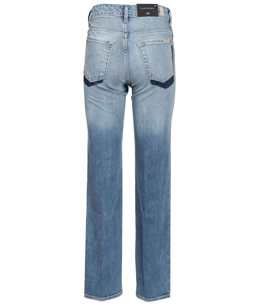 7 FOR ALL MANKIND Синие хлопковые прямые джинсы, фото 2
