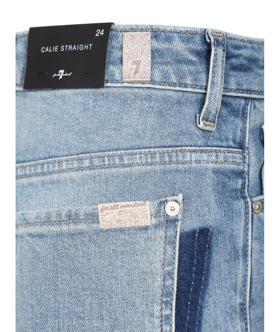 7 FOR ALL MANKIND Синие хлопковые прямые джинсы, фото 5