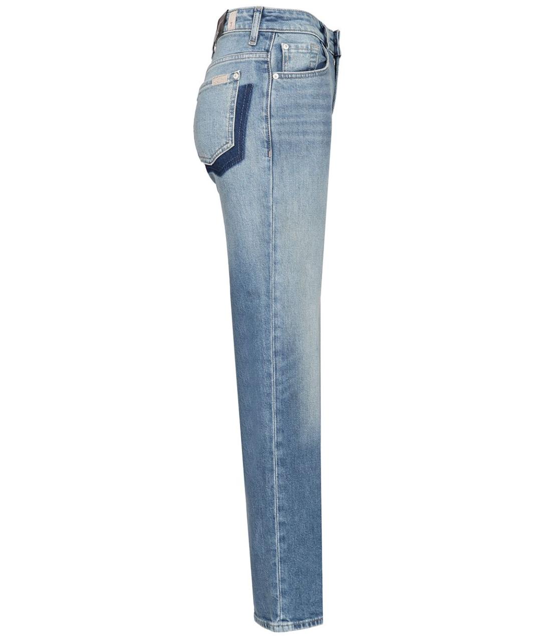 7 FOR ALL MANKIND Синие хлопковые прямые джинсы, фото 3