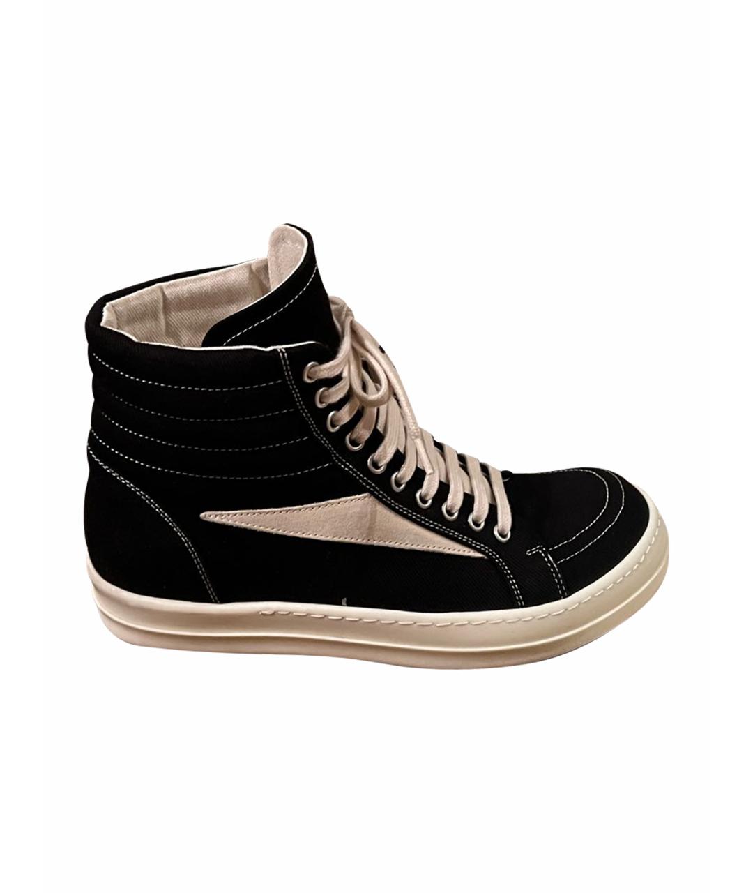 RICK OWENS Черные текстильные низкие кроссовки / кеды, фото 1