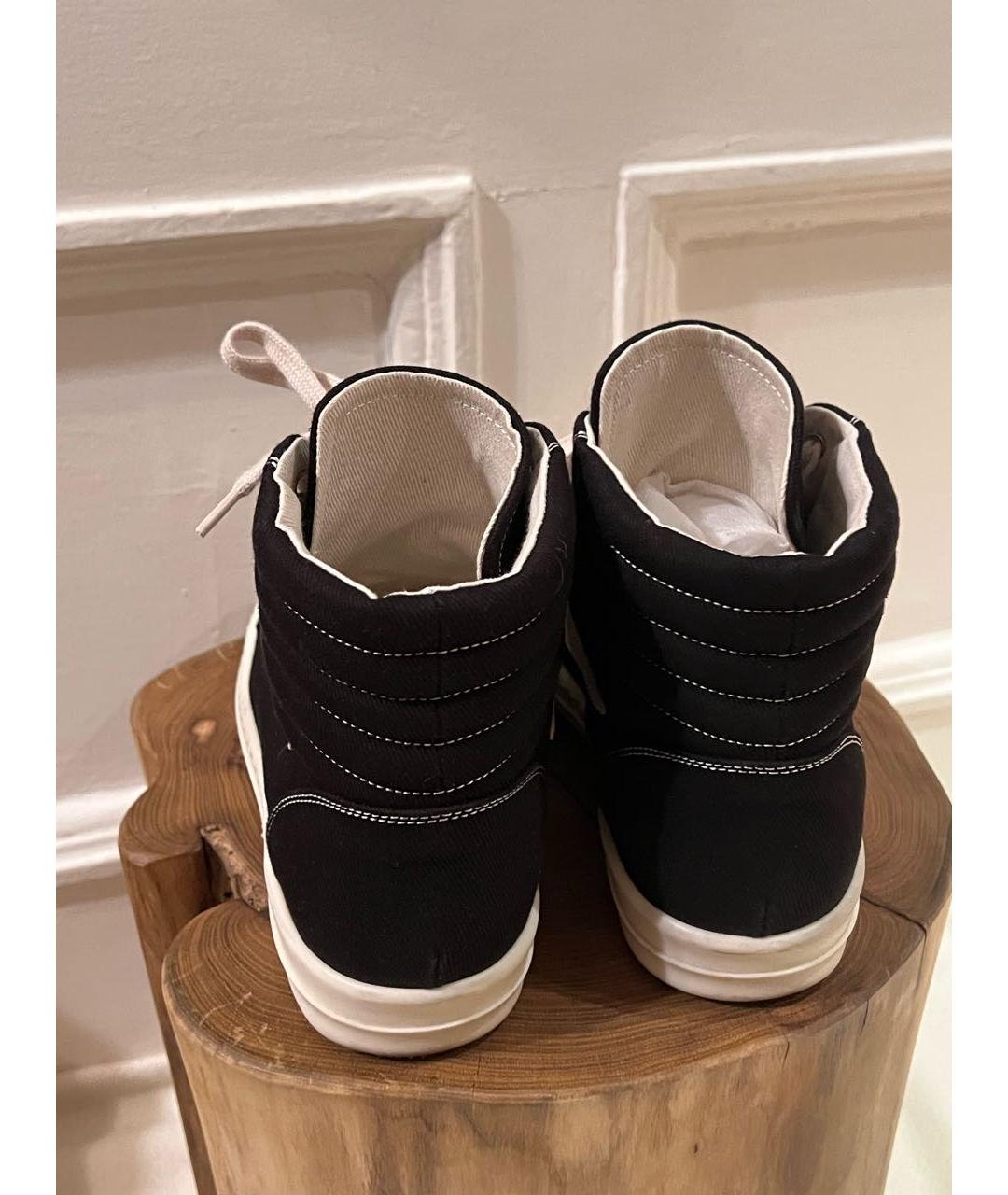 RICK OWENS Черные текстильные низкие кроссовки / кеды, фото 4