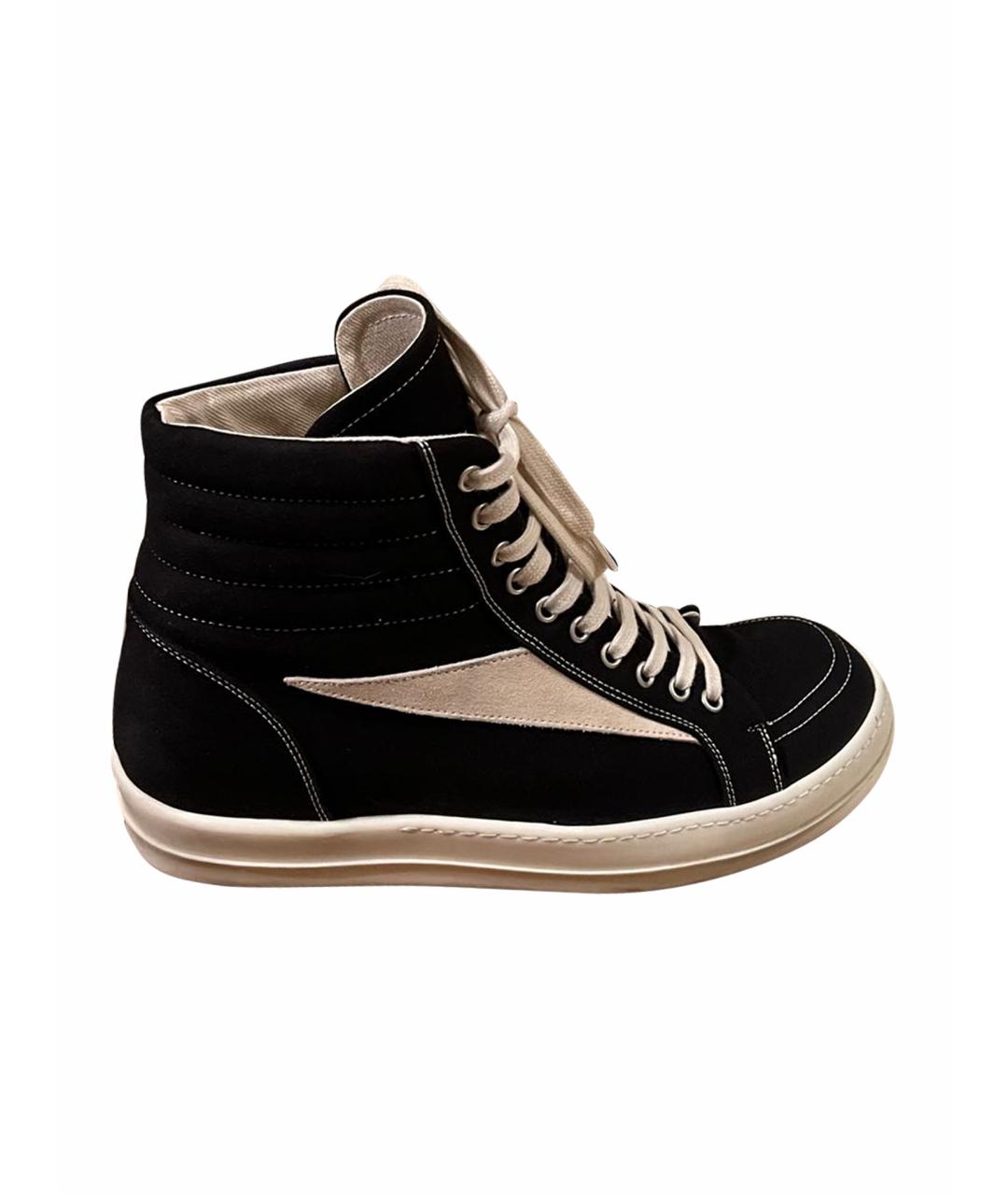 RICK OWENS Черные текстильные низкие кроссовки / кеды, фото 1