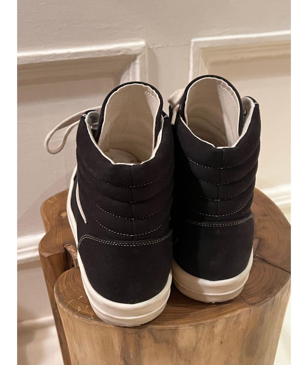 RICK OWENS Черные текстильные низкие кроссовки / кеды, фото 4