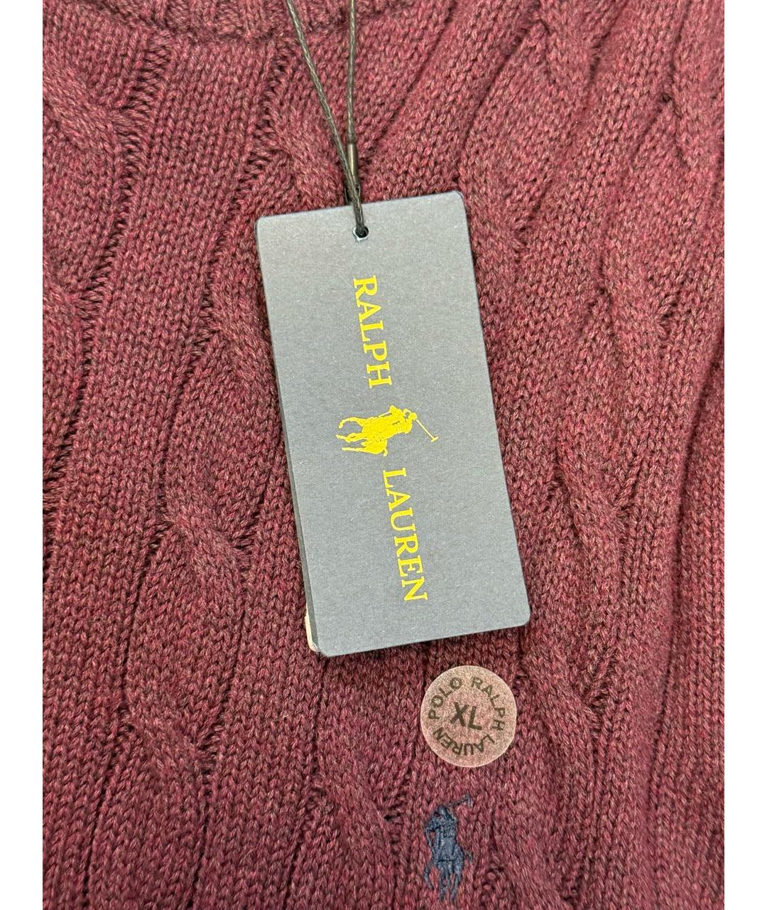 POLO RALPH LAUREN Бордовый хлопковый джемпер / свитер, фото 3