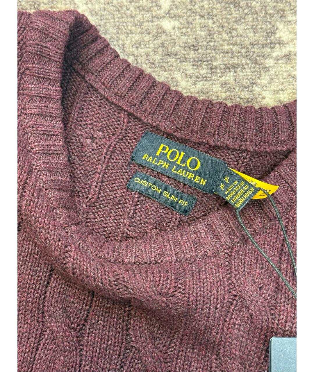 POLO RALPH LAUREN Бордовый хлопковый джемпер / свитер, фото 4