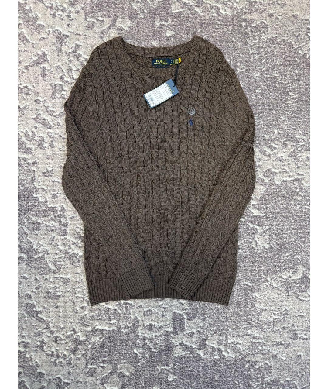 POLO RALPH LAUREN Коричневый хлопковый джемпер / свитер, фото 8